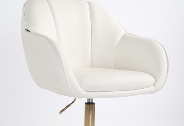 HR2055K Scaun Alb din Piele Ecologica cu Bază Aurie