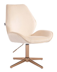HR350CROSS Scaun Crem din Catifea Bază Aurie