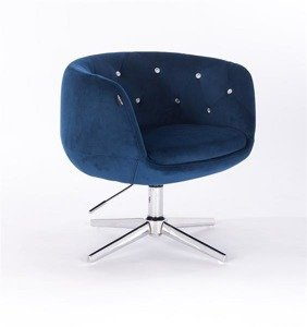 HR333CROSS Scaun Bleumarin Catifea cu Bază Cromata