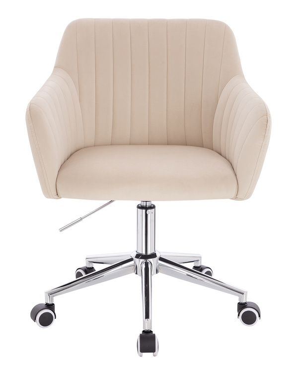HR190K Scaun Crem din Catifea cu Bază Cromata