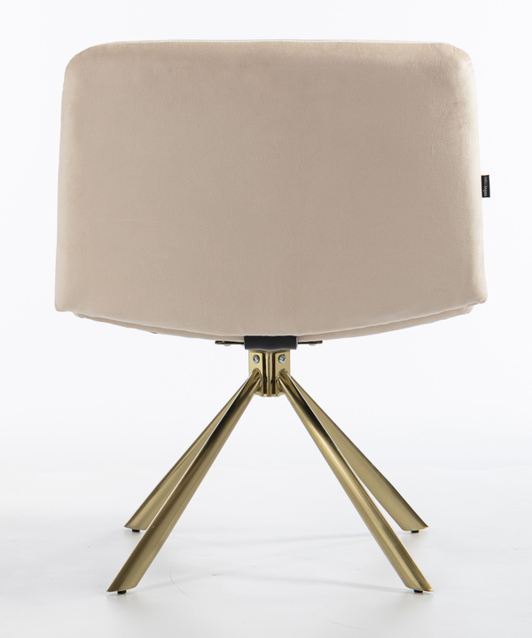 HR150 BAZĂ STEA Scaun Crem din Catifea cu Bază Aurie