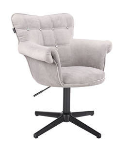 HR804CCROSS Scaun Catifea Gray cu Bază Neagră