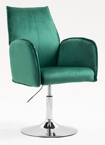 HR280N Scaun Verde din Catifea cu Bază Cromata