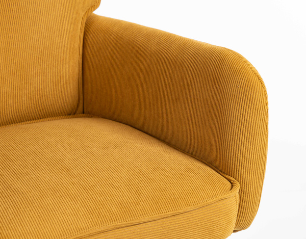 HR250KW Scaun Catifea Reiată Premium Ruloare Curry Galben Bază Aurie