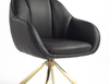 HR2055N Scaun Neagră din Piele Ecologica cu Bază Aurie