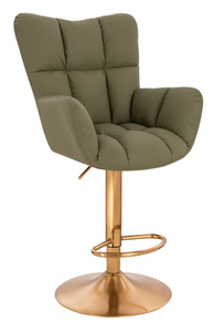 HR650W Scaun Khaki Piele Ecologica Premium Soft cu Bază Aurie