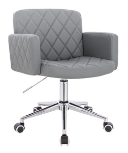 HR802K Scaun Gri din Piele Ecologica cu Bază Cromata