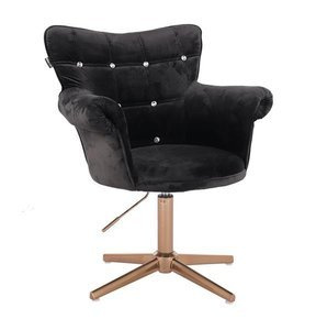 HR804CCROSS scaun Catifea Negru cu Bază Aurie