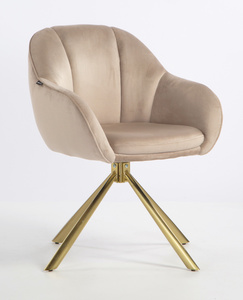 HR2055 BAZĂ STEA Scaun Latte din Catifea cu Bază Aurie