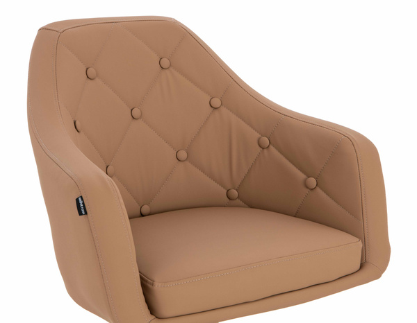 HR831CROSS Scaun Caramel Piele Ecologica Premium Soft cu Bază Cromata