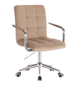 HR1015KP scaun Catifea Latte cu Bază Cromata