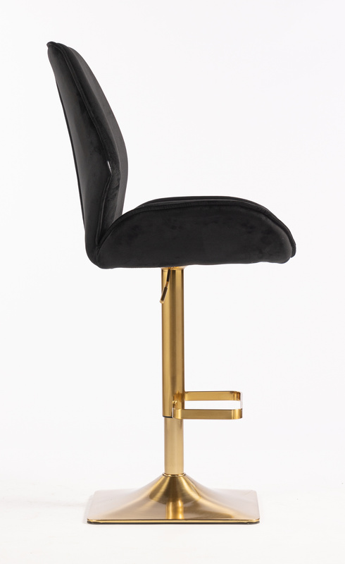 HR350KW Scaun Neagră din Catifea Bază Aurie