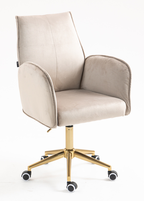 HR280K Scaun Latte din Catifea cu Bază Aurie