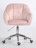 HR2055K Scaun Roz Pudra din Catifea cu Bază Cromata