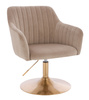 HR190N Scaun Latte Pudra din Catifea cu Bază Aurie