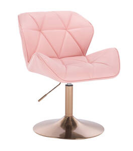 HC111N Scaun Roz Piele Ecologica cu Bază Aurie