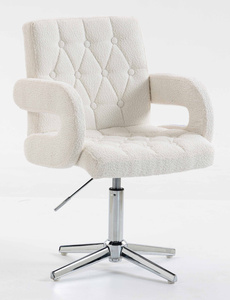 HR8404CROSS Scaun Crem Boucle cu Bază Cromata