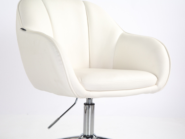 HR2055K Scaun Alb din Piele Ecologica cu Bază Cromata