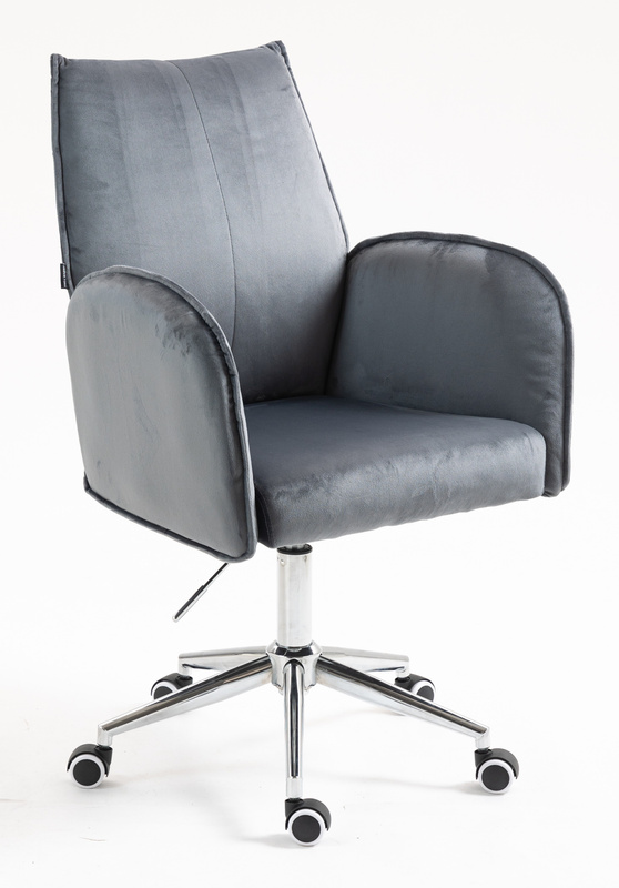 HR280K Scaun Grafit din Catifea cu Bază Cromata