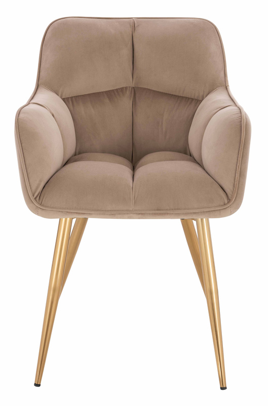 HR550 Scaun Latte Catifea cu Bază Aurie