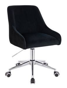 HR920K Scaun Neagră din Catifea cu Bază Cromata