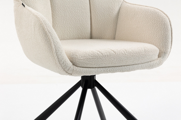 HR2055 BAZĂ STEA Scaun Crem din Boucle cu Bază Neagră