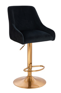 HR920W Scaun Neagră din Catifea cu Bază Aurie