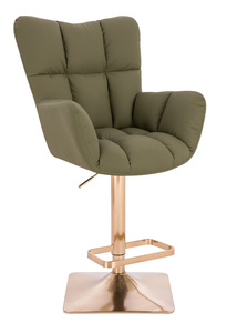 HR650KW Scaun Khaki Piele Ecologica Premium Soft cu Bază Aurie