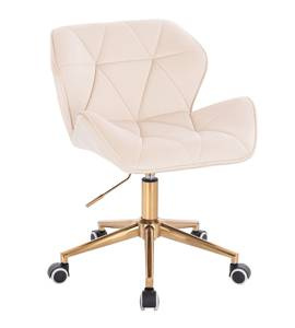 HR111K Scaun Crem Catifea cu Bază Aurie