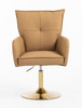 HR250N Scaun Piele Ecologică Premium Soft Culoare Caramel Bază Aurie