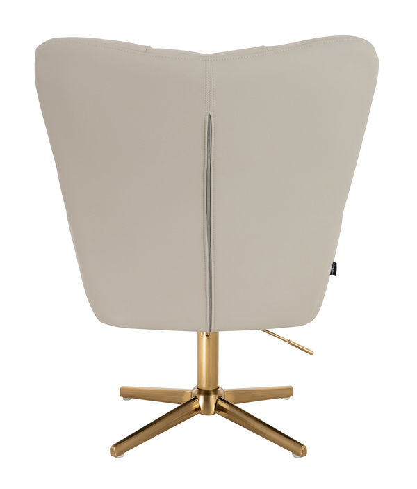 HR650CROSS Scaun Ecru Piele Ecologica Premium Soft cu Bază Aurie