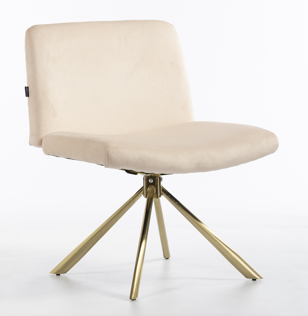 HR150 BAZĂ STEA Scaun Crem din Catifea cu Bază Aurie