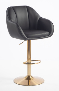 HR2055W Scaun Neagră din Piele Ecologica cu Bază Aurie