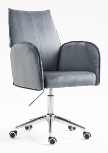 HR280K Scaun Grafit din Catifea cu Bază Cromata