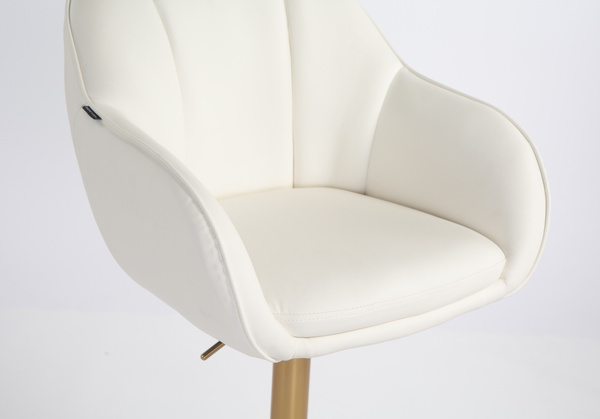 HR2055W Scaun Alb din Piele Ecologica cu Bază Aurie