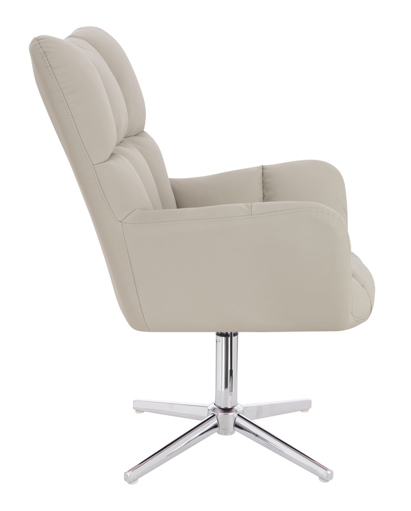 HR650CROSS Scaun Ecru Piele Ecologica Premium Soft cu Bază Cromata