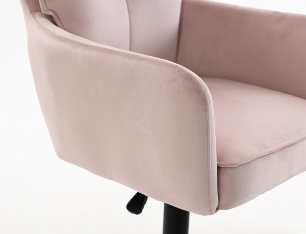 HR250KW Scaun Catifea Roz Pudra Bază Neagră