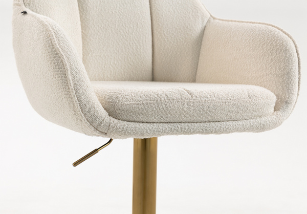HR2055KW Scaun Crem din Boucle cu Bază Aurie