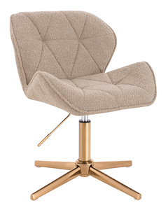 HR111CROSS Scaun Latte Boucle cu Bază Aurie