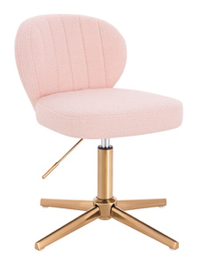 HR193CROSS Scaun Roz Pudra Boucle cu Bază Aurie