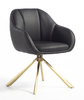 HR2055N Scaun Neagră din Piele Ecologica cu Bază Aurie