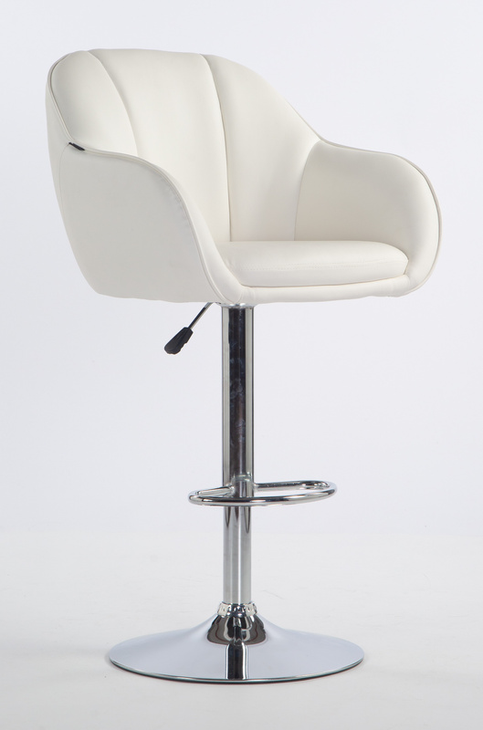 HR2055W Scaun Alb din Piele Ecologica cu Bază Cromata