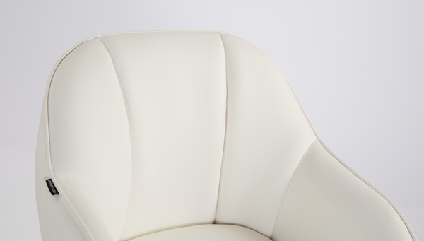 HR2055N Scaun Alb din Piele Ecologica cu Bază Aurie