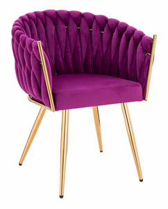 HR750 Scaun cu picioare Aurie Fucsia din Catifea