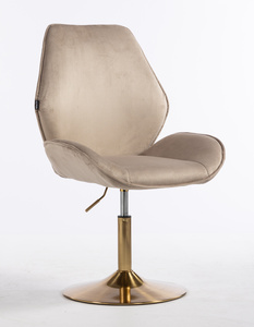 HR350N Scaun Latte din Catifea Bază Aurie