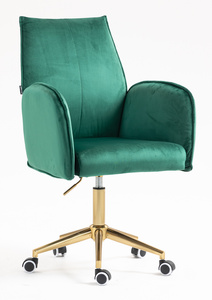 HR280K Scaun Verde din Catifea cu Bază Aurie