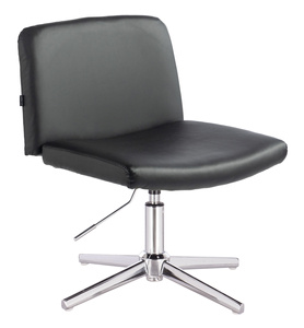 HR150CROSS Scaun Neagră din Piele Ecologica cu Bază Cromata