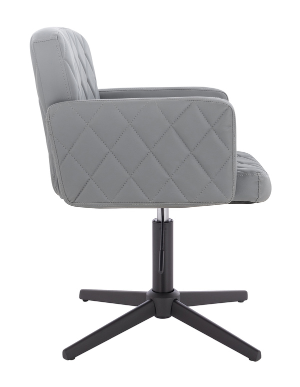 HC802CROSS Scaun Gri din Piele Ecologica cu Bază Neagră