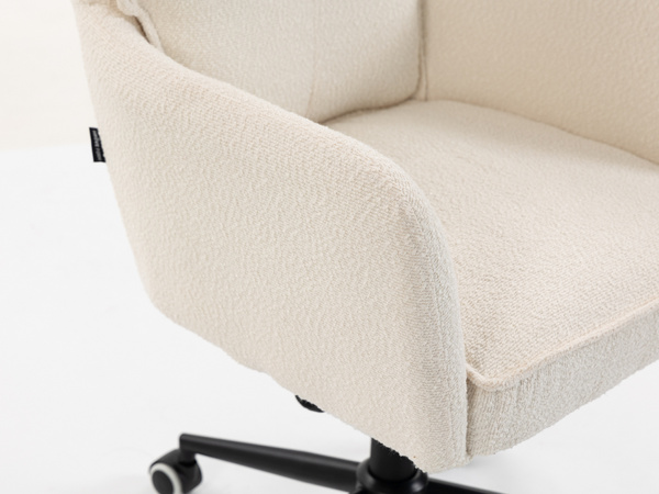 HR250K Scaun Crem Boucle Bază Neagră