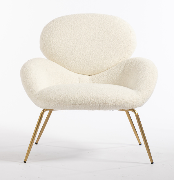 HR2045 Scaun Crem Boucle cu Bază Aurie